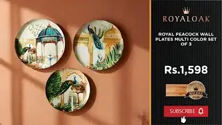 Royaloak Royal Peacock Wall Plates- Multi Color Set of 3