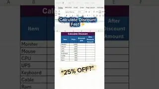 How to Calculate Discount in Excel | Short Trick 😱 #excel #exceltips #discountcalculatuon