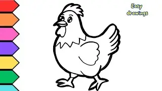 Easy Cute Chicken Drawing for Kids & Toddlers: Step-by-Step! Perfect for beginners