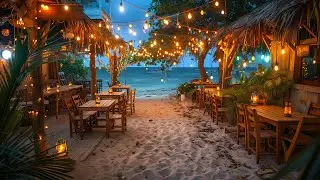 Night Motivation ☕ Oceanfront Coffee Shop with Relaxing Piano Bossa Nova Jazz for Working & Studying