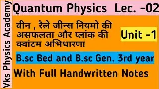 Failure of vein , Rayleigh jeans law of black body radiation and Planck radiation law lec. 2 unit -1