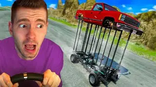 DESCI a ladeira com um CARRO SUSPENÇÃO GIGANTE! - Beamng Drive
