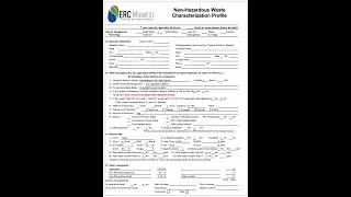 ERC Midwest Non-Hazardous Waste  Characterization Profile Form Instructions