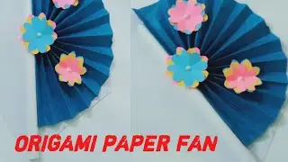 Easy Origami Paper Fan|How to make paper fan|Paper fan kids #easypaperfan #paperfankids