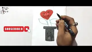 Heart flower plant easy colour shading drawing ❤️how to draw easy step by step heart flower plant