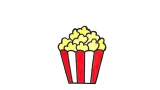 #how to draw a popcorn bucket step by step for beginners