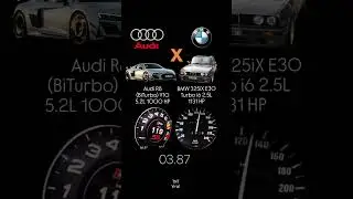 Audi R8 (BiTurbo) V10 5.2L 1000 HP vs BMW 325iX E30 Turbo i6 2.5L 1131 HP