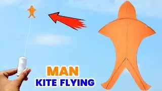 How to make man kite at home , New shape paper kite flying