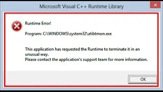How to fix Runtime Error-atibtmon.exe in windows 8/8.1/10