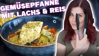 CREMIGE Gemüse-Reis Pfanne mit saftigem Lachs. Megaschnell gemacht!