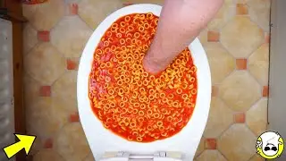Will it Flush? Lots Of Spaghetti Hoops ( But Upside Down )
