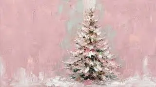 Pink Christmas Tree Painting for Your TV Soft Holiday Silent Screensaver 🎀🎄