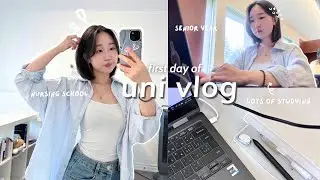 FIRST day of UNI vlog 📖: nursing school, grwm, productive studying, long classes