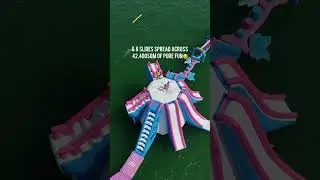 The Largest Inflatable Water Park in Dubai! 📍Aqua Fun, JBR. #trending #ytshorts #dubai #mydubai