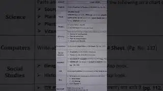Holiday Homework plan for class 6 Muskan Creative Mind