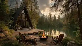 Relaxing Nature Ambience | Fire Crackling, Birds Singing & Peaceful Lake Sounds