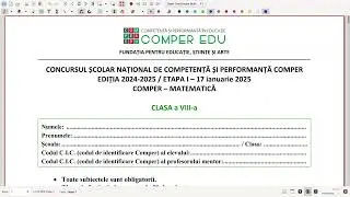 Concursul Comper 2025 - Clasa a VIII-a, Exercițiile 11-18, Etapa I, Ianuarie 2025