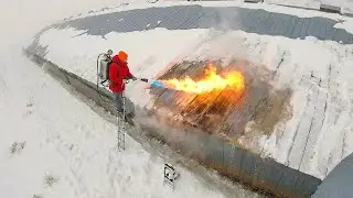 Idiot Snow Removal: Massive Roof Avalanche | Extreme Dangerous Plow Truck Fails #2