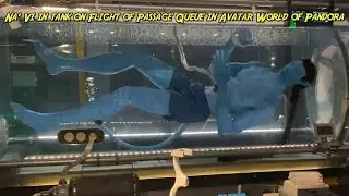 Na' Vi in tank on Flight of Passage Queue in Avatar World of Pandora