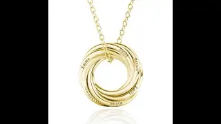 IFSHE Russian Six Ring Necklace, Engraved 6 Name Necklace, Gold