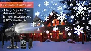 Greempire Christmas Outdoor LED Projector Lamp Snowflake Snowfall Lights with Remote Control