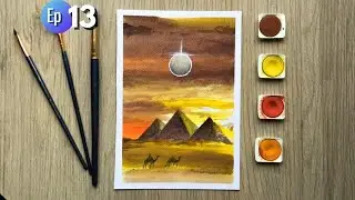Новичок Акварель № 13 / Египетские пирамиды 🐪🕌