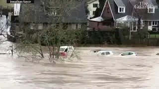 Storm Dennis: cars swept away by flooding in Wales &ndash; video