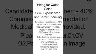 Hiring for Qatar Salon(GCC Experienced #job #jobs #salon