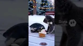 Koala Bear and Penguin fighting over cupcake #animals #animalshorts #funny #foryou #familyfun