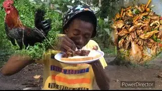 Brown stew common fowl w grotto bread outdoor cooking in Jamaica
