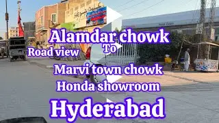 Alamdar chowk to honda showroom  road view visit Tour exploring discovering Hyderabad sindh Pakistan