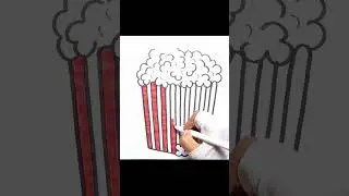 How to Draw Popcorn 🍿🍿😍😘 Cute and Easy Drawing for Kids and Toddlers