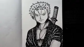 Mastering Zoro&rsquo;s Look with Pen and Marker|#trending #viralvideo #zoro #drawing 