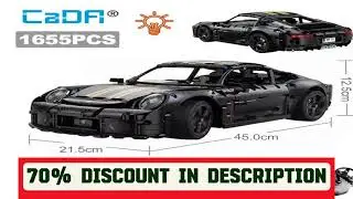 #Cada 1655Pcs 1:10 New 2024 RC Classic Germany 2019 Sports Car LED Building Blocks City Remote Cont