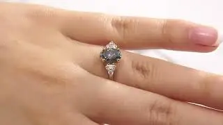 Oval Cut Grey Diamond Side Stone Engagement Ring SD107