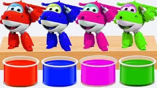 Shower Colors With Jett Super Wings  Bathing Colors Fun  Dye Color for kids to Learn with Vehicles