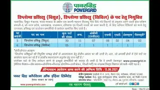 PGCIL NR-1 Diploma Trainee Recruitment 2021 | Electrical Vacancies |