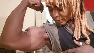 Insane biceps peak - 62 years young muscle woman Sylvia Charles