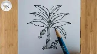 how to draw Banana tree || banana tree easy drawing tutorial || easy banana tree drawing for kids