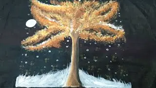 Yellow Leaves acrylic painting techniques/Trees in stars acrylic painting techniques