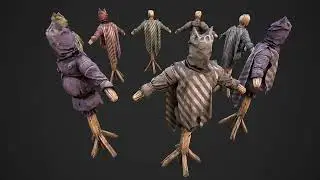 Medieval Military Wooden Mannequin Fair Target  Shooting Medieval Environment Training Camp 3D Model