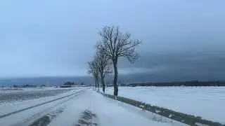 Snowy and Icy road to Vadstena, Sweden