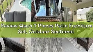Review Qsun 7 Pieces Patio Furniture Set, Outdoor Sectional Rattan Sofa Set, Wicker Patio Conversati