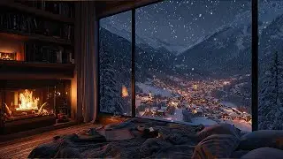 Snowy Night Cabin Ambience 2026 ❄️ Heavy Snowfall & Warm Fireplace for Deep Sleep 3 Hours