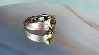 Sterling Silver matte and Gold plate bezel Boulder opal 3.6ct ring