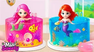 Pastel de Princesa Ariel 💕 Extra&ntilde;as Ideas de Mini Piscina de Gelatina Arco&iacute;ris Sirena 💕 Mini Sweety