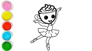 Cute Ballerina Cappuccina Drawing, Painting and Coloring For Kids and Toddlers_ Easy Drawing