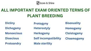 IMPORTANT  EXAM ORIENTED TERMS OF PLANT BREEDING| PROTOANDRY  | PROTOGYNY | MONOECIOUS | DIOECIOUS