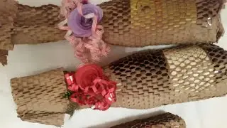 Basteln mit Papier Geschenk DIY Recycling F&uuml;llmaterial von Paket, als Geschenkpapier  verwenden.