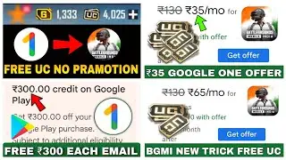 🔴Guaranteed 5X UC // Free 300 Credit On Google Play Explain Google One App // Live Proof